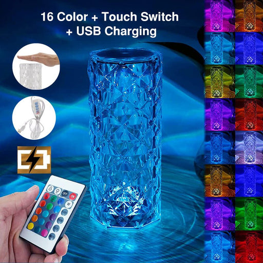 LuxeGlow Crystal Table Lamp Product - UzoShop -Crystal Table Lamp -16/3 colors - 3+1 Sale