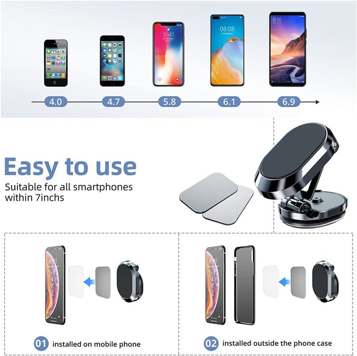 DriveEasy Magnetic Phone Holder Product - UzoShop -Phone Holders & Mounts -360-degree rotation - car