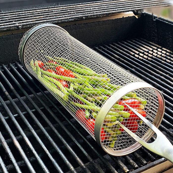 Grill Master Stainless Steel Wire Mesh Cylinder Product - UzoShop -BBQ Grilling Baskets -BBQ Net Tube - Camping