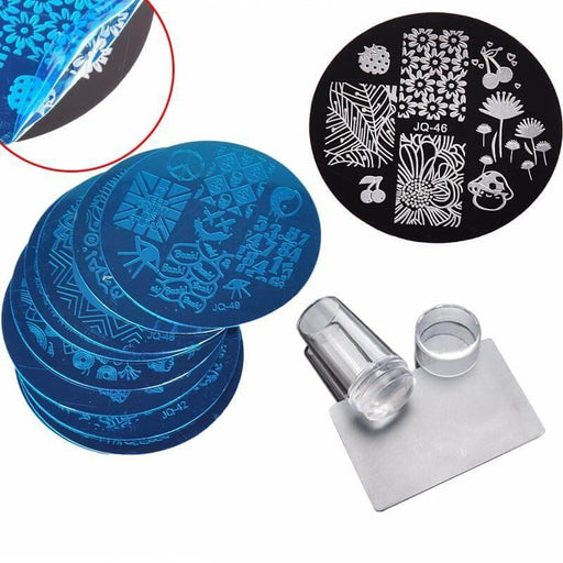 Nail Art Pro: 10 Nail Plates, Clear Jelly Silicone Stamper & Scraper product | UzoShop