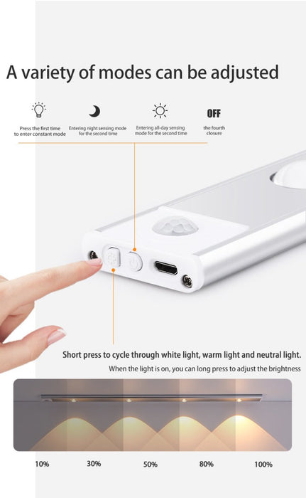 SmartSense Motion Sensor Under Cabinet Light Product - UzoShop -Lighting -3 color temperature - 3 working modes